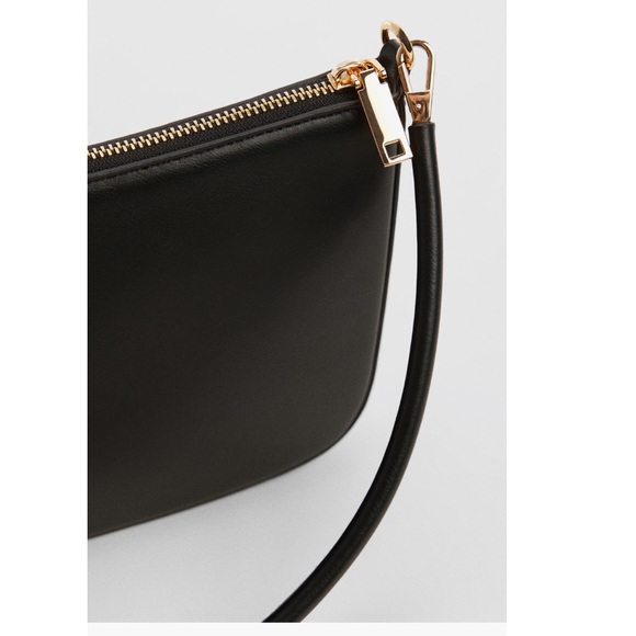Mango Slim Black Leather Shoulder Bag - Picture 3 of 7